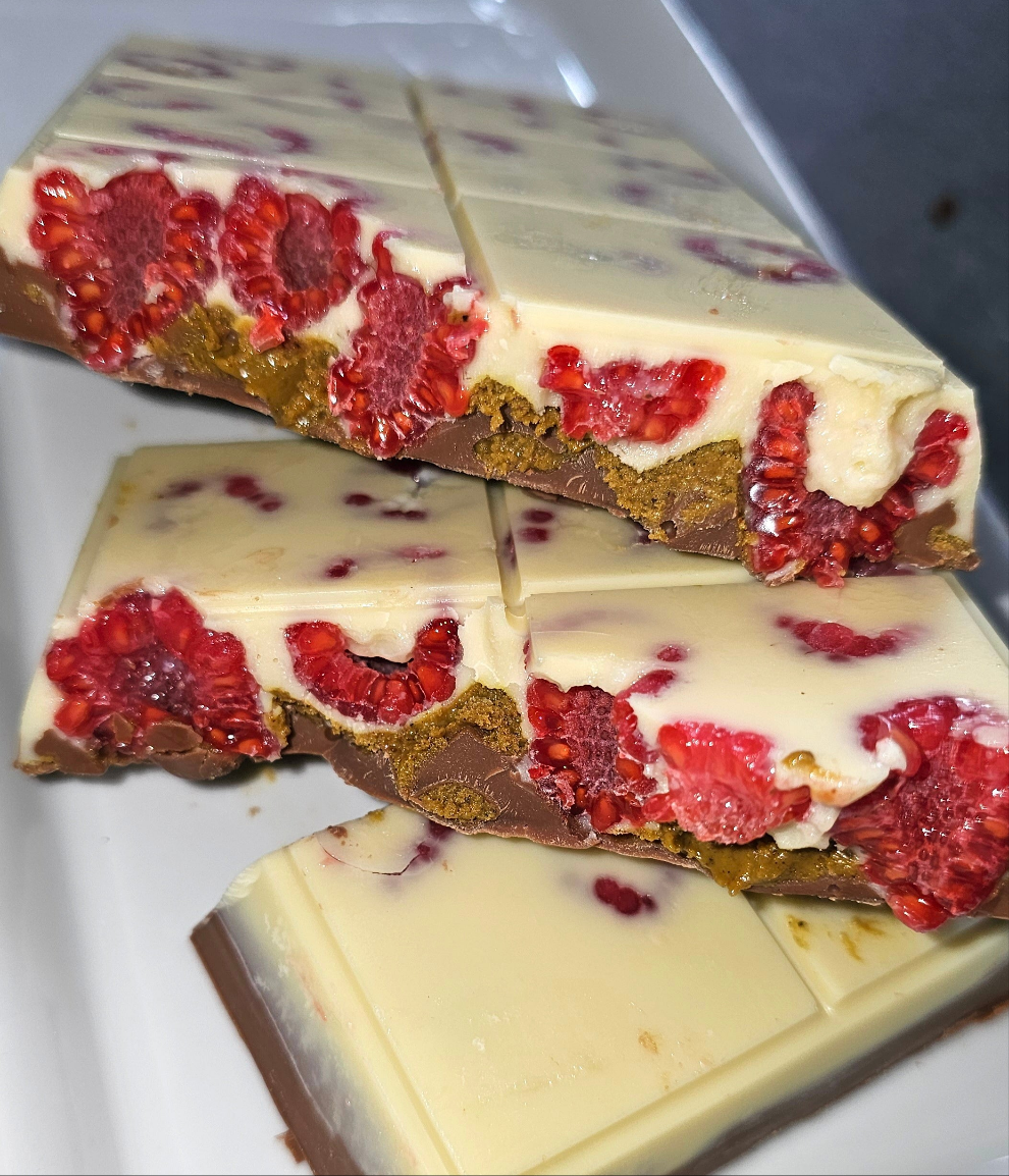Tablette Framboises & Praliné Pistaches